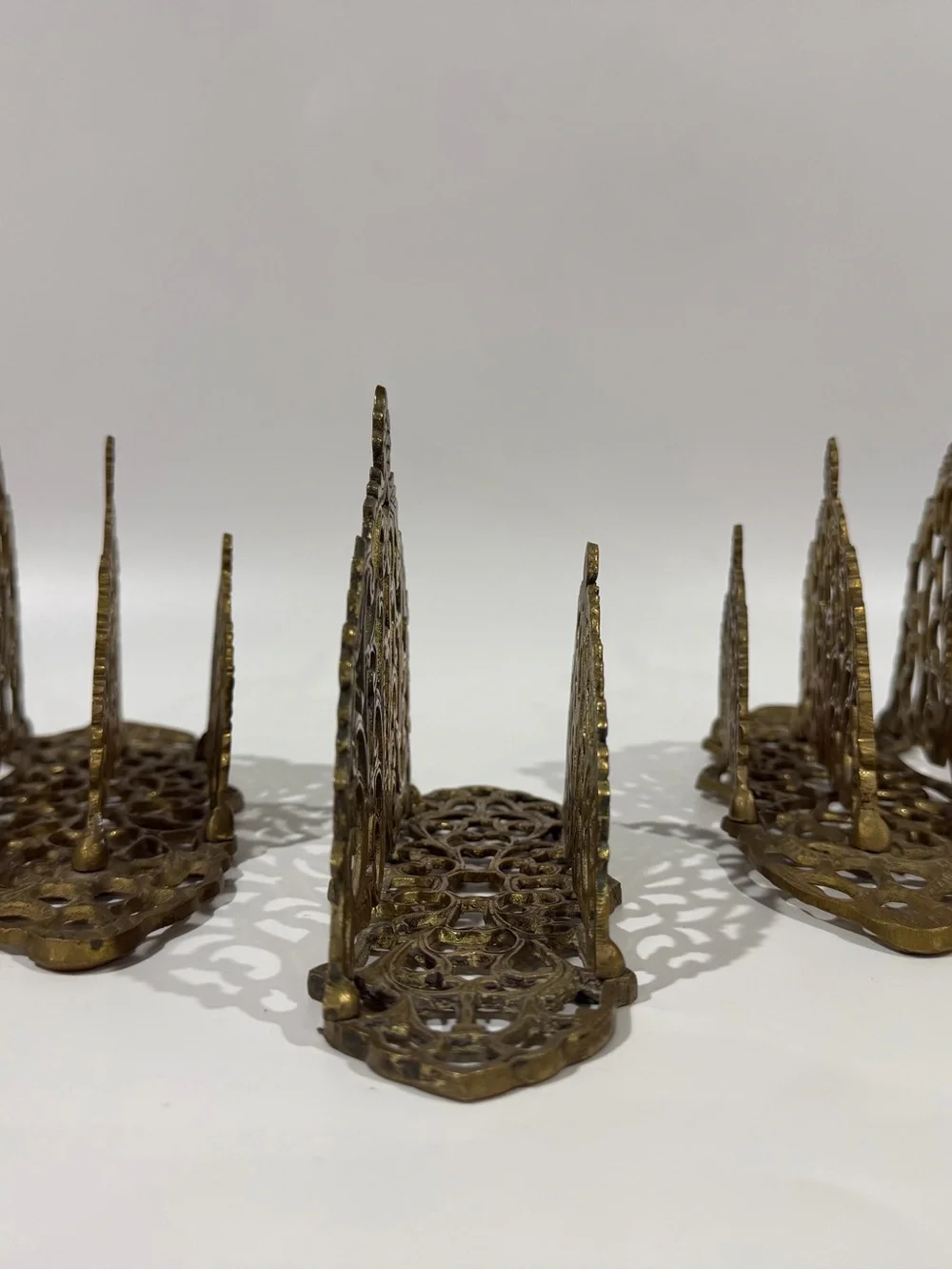 Set of 3 Vintage Ornate Art Nouveau Hollywood Regency Brass Letter Napkin Holder